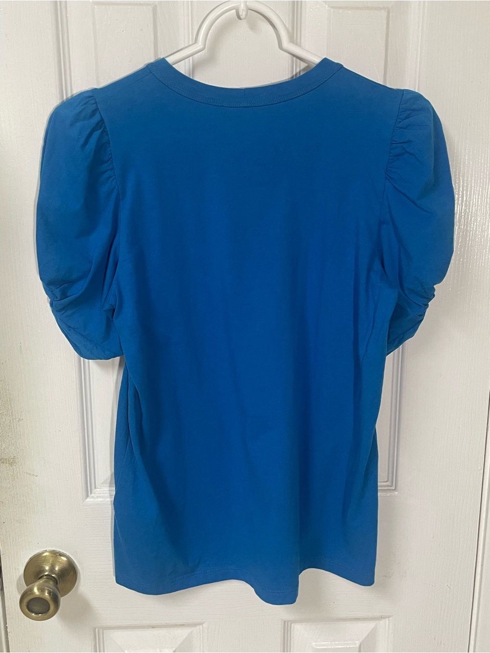 A.L.C. Top Shirt Tshirt XSmall XS Puff-Sleeve Crew Neck Blue Cotton Feminine - Picture 3 of 9
